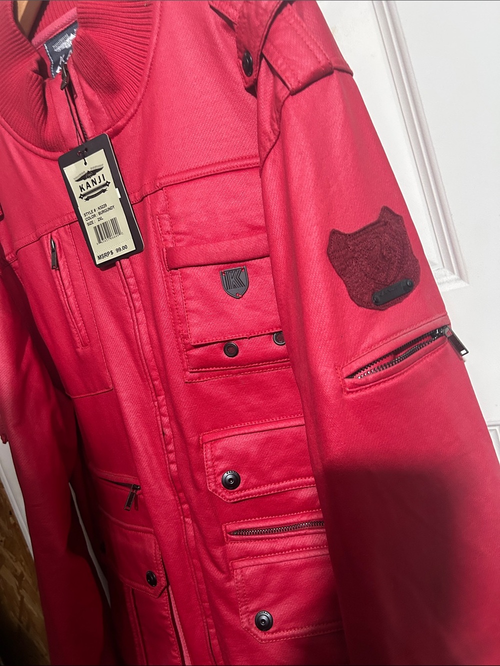 Red Utility Jacket with Multiple Pocket Details men not women’s OLI - Picture 3 of 7